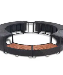 vidaXL Spa Surround Black Poly Rattan