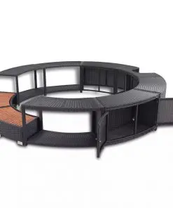 vidaXL Spa Surround Black Poly Rattan