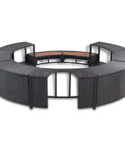 vidaXL Spa Surround Black Poly Rattan