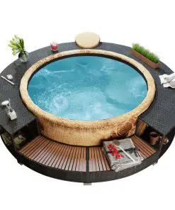 vidaXL Spa Surround Black Poly Rattan