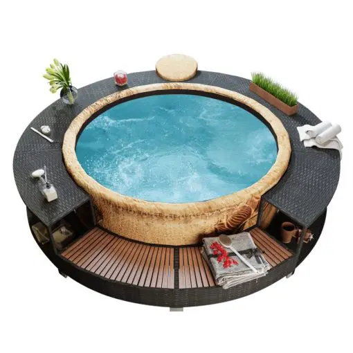 vidaXL Spa Surround Black Poly Rattan