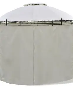 vidaXL Round Gazebo with Curtains 3.5 x 2.7 m