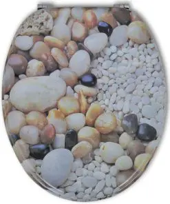 vidaXL Toilet Seats with Hard Close Lids MDF Pebbles