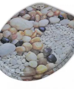 vidaXL Toilet Seats with Hard Close Lids MDF Pebbles