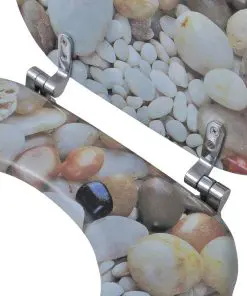 vidaXL Toilet Seats with Hard Close Lids MDF Pebbles