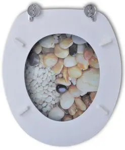 vidaXL Toilet Seats with Hard Close Lids MDF Pebbles