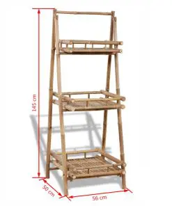 vidaXL 3-Tier Folding Bamboo Plant Rack
