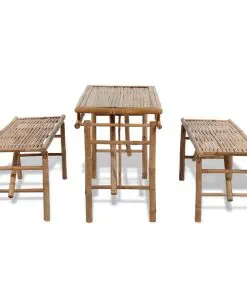 vidaXL Beer Table with 2 Benches 100 cm Bamboo