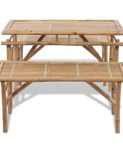 vidaXL Beer Table with 2 Benches 100 cm Bamboo