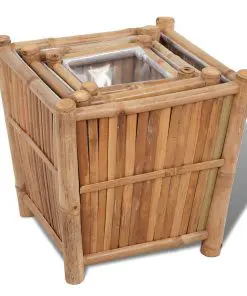 vidaXL 3 pcs Bamboo Planter with Nylon Lining