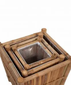 vidaXL 3 pcs Bamboo Planter with Nylon Lining