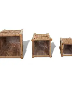 vidaXL 3 pcs Bamboo Planter with Nylon Lining