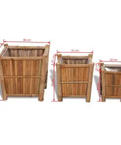 vidaXL 3 pcs Bamboo Planter with Nylon Lining