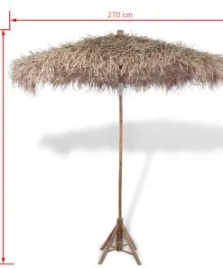 Bamboo Parasol 270 cm with Banana Leaf Roof