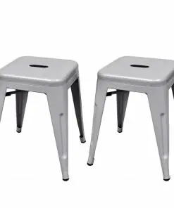 vidaXL Stacking Stools 2 pcs Grey Metal