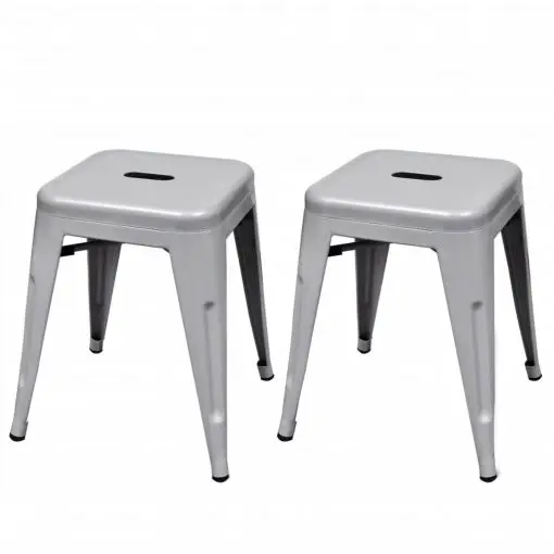 vidaXL Stacking Stools 2 pcs Grey Metal