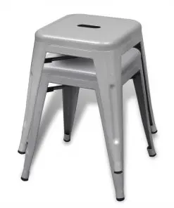vidaXL Stacking Stools 2 pcs Grey Metal