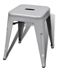 vidaXL Stacking Stools 2 pcs Grey Metal