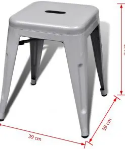 vidaXL Stacking Stools 2 pcs Grey Metal