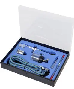 vidaXL Airbrush Set with Glass Jar 0.2 / 0.3 / 0.5 mm Nozzles