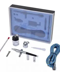 vidaXL Airbrush Set with Glass Jar 0.2 / 0.3 / 0.5 mm Nozzles