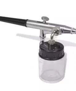 vidaXL Airbrush Set with Glass Jar 0.2 / 0.3 / 0.5 mm Nozzles