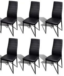 vidaXL Dining Chairs 6 pcs Black Faux Leather