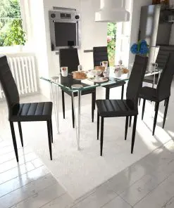 vidaXL Dining Chairs 6 pcs Black Faux Leather