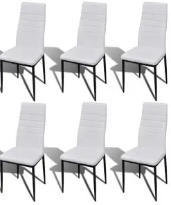 vidaXL Dining Chairs 6 pcs White Faux Leather