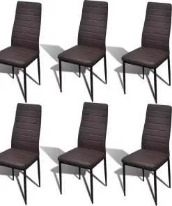 vidaXL Dining Chairs 6 pcs Brown Faux Leather