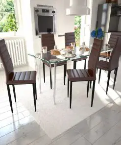vidaXL Dining Chairs 6 pcs Brown Faux Leather