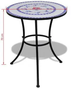 vidaXL Bistro Table Blue and White 60 cm Mosaic