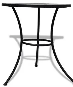 vidaXL Bistro Table Black and White 60 cm Mosaic