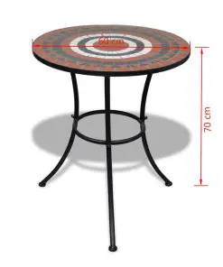 vidaXL Bistro Table Terracotta and White 60 cm Mosaic