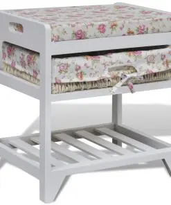 Storage Bench with Shoe Rack and Storage Basket Wood