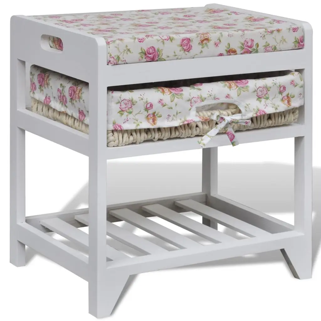 Storage Bench with Shoe Rack and Storage Basket Wood