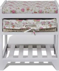 Storage Bench with Shoe Rack and Storage Basket Wood