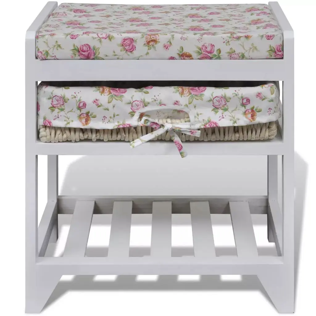 Storage Bench with Shoe Rack and Storage Basket Wood