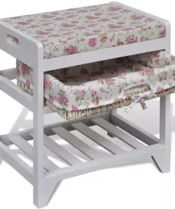 Storage Bench with Shoe Rack and Storage Basket Wood