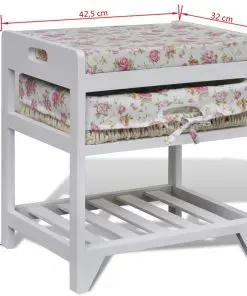 Storage Bench with Shoe Rack and Storage Basket Wood