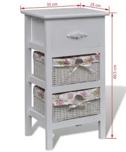 vidaXL Cabinet with 1 Drawer and 2 Baskets White Wood