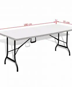 vidaXL Folding Garden Table White 180x75x74 cm HDPE