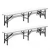 vidaXL Folding Garden Benches 2 pcs 180 cm HDPE White vidaXL Folding Garden Benches 2 pcs 180 cm HDPE White