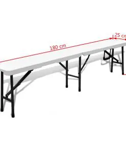 vidaXL Folding Garden Benches 2 pcs 180 cm HDPE White