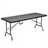 vidaXL Folding Garden Table Black 180x75x72 cm HDPE Imitation Rattan