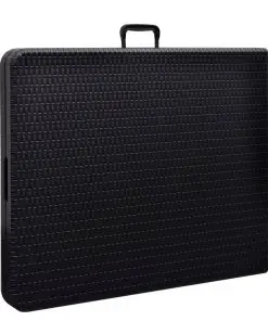 vidaXL Folding Garden Table Black 180x75x72 cm HDPE Imitation Rattan