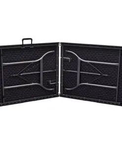 vidaXL Folding Garden Table Black 180x75x72 cm HDPE Imitation Rattan