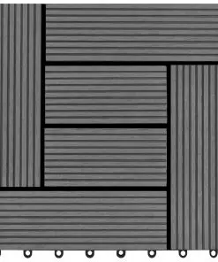 vidaXL Decking Tiles WPC 1 sqm Grey 11 pcs 30 x 30 cm