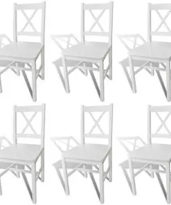 vidaXL Dining Chairs 6 pcs White Pinewood