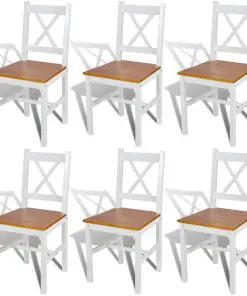 vidaXL Dining Chairs 6 pcs White Pinewood
